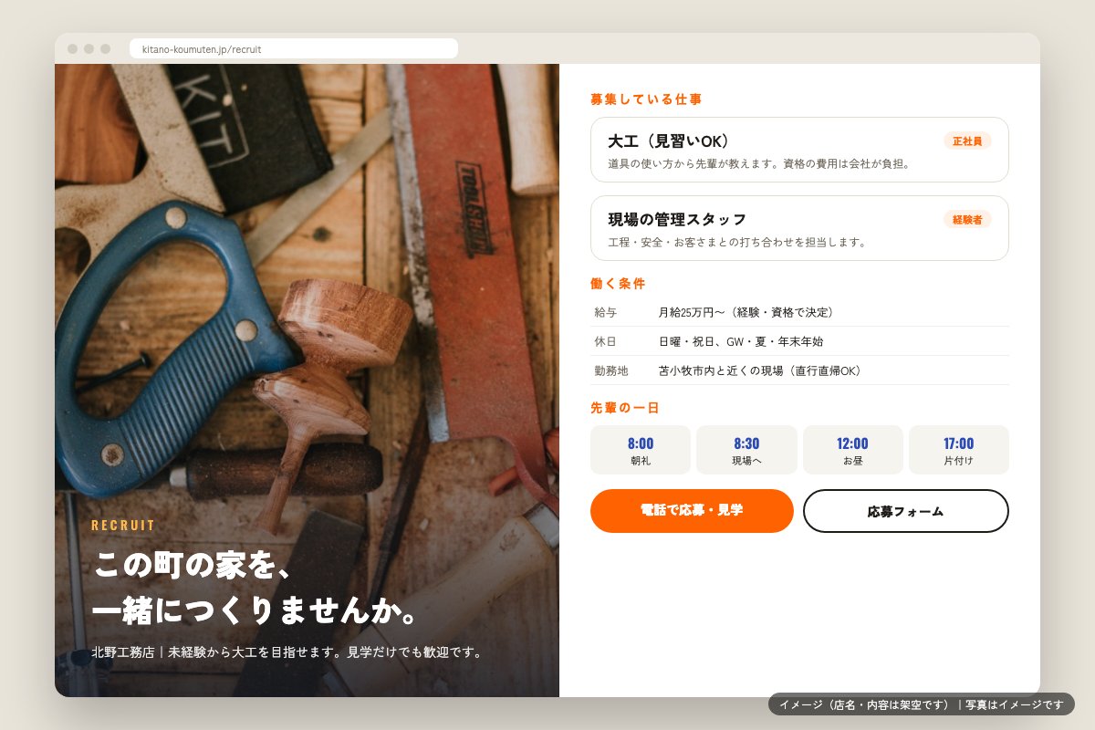 採用ページの見本